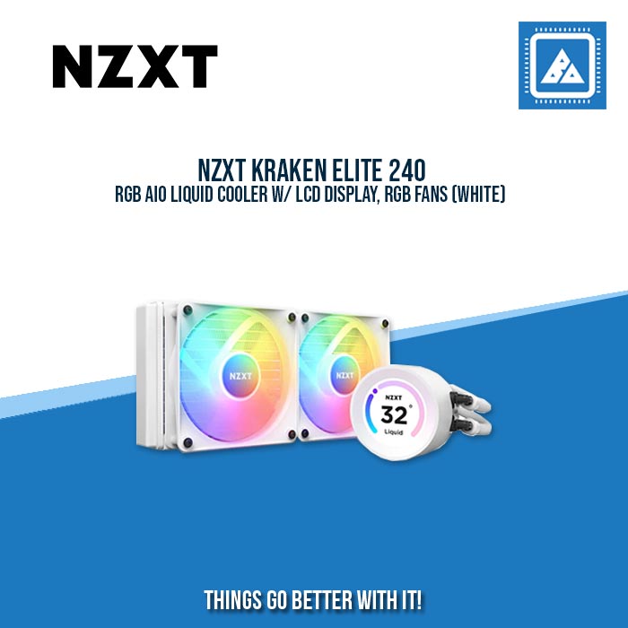 NZXT KRAKEN ELITE 240 RGB AIO LIQUID COOLER W/ LCD DISPLAY, RGB FANS NZXT KRAKEN ELITE 240 RGB AIO LIQUID COOLER W/ LCD DISPLAY, RGB FANS